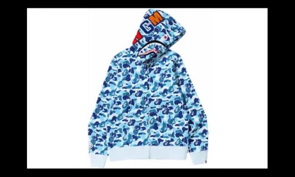 Bape BAPE ABC Camo Shark Full Zip Hoodie Blue - BAPE-ACSFZH-BLUE