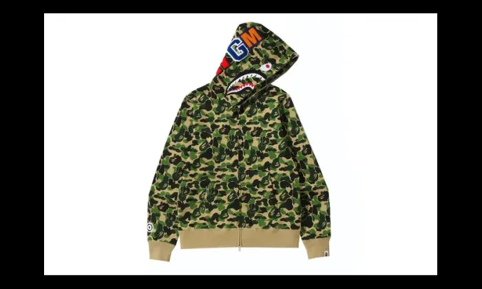 Bape Bape ABC Camo Shark Full Zip Hoodie Green - BAPE-ACSFZH-GREEN