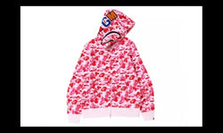 Bape BAPE ABC Camo Shark Full Zip Hoodie Pink - BAPE-ACSFZH-PINK