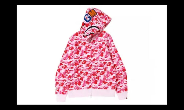 Bape BAPE ABC Camo Shark Full Zip Hoodie Pink - BAPE-ACSFZH-PINK