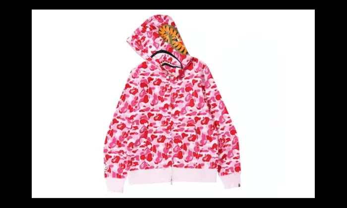 Bape BAPE ABC Camo Shark Full Zip Hoodie Pink - BAPE-ACSFZH-PINK