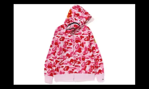 Bape BAPE ABC Camo Shark PONR Full Zip Hoodie Pink - BAPE-ACSPFZH-PINK