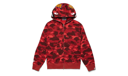 BAPE Color Camo Shark Full Zip  Hoodie Red