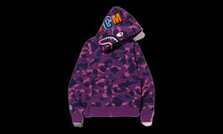 Bape Bape Color Camo Shark Full Zip Hoodie Purple - BAPE-COCASFZH-PURPLE