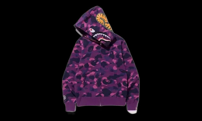 Bape Bape Color Camo Shark Full Zip Hoodie Purple - BAPE-COCASFZH-PURPLE