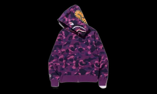 Bape Bape Color Camo Shark Full Zip Hoodie Purple - BAPE-COCASFZH-PURPLE