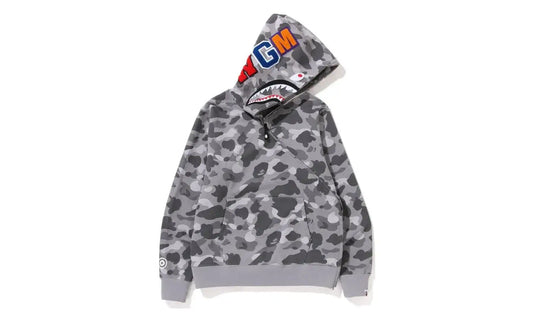 BAPE Honeycomb Camo Shark Full Zip Hoodie Grey