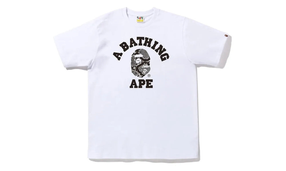 BAPE Snake College Tee White Grey - 1I80-110-035