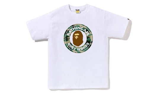 BAPE Woodland Camo Busy Works Tee White - 1J30-110-031