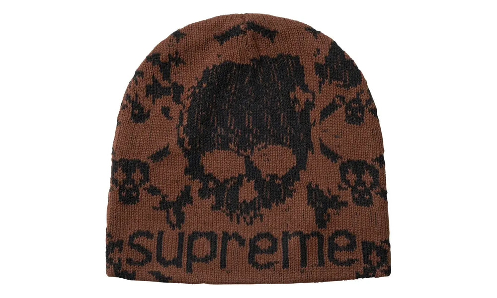 Supreme Vanson Leathers Skull Beanie Brown