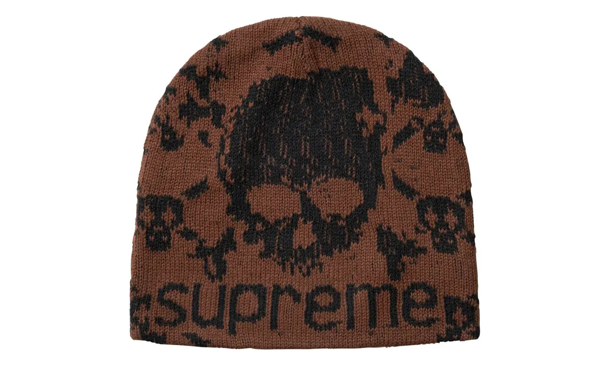 Supreme Vanson Leathers Skull Beanie Brown