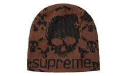 Supreme Vanson Leathers Skull Beanie Brown