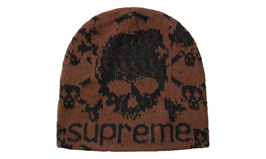 Supreme Vanson Leathers Skull Beanie Brown