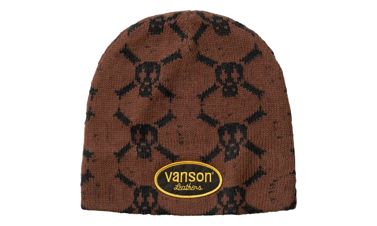 Supreme Vanson Leathers Skull Beanie Brown