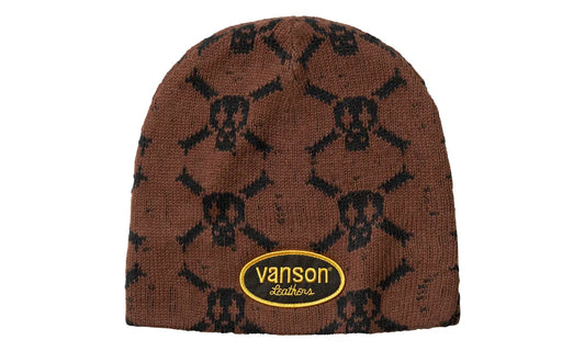 Supreme Vanson Leathers Skull Beanie Brown