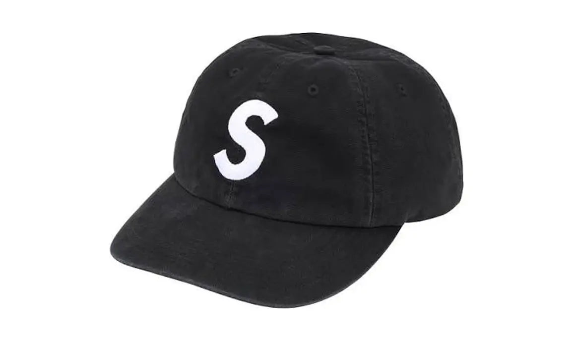 Supreme Washed Canvas S Logo 6-Panel Hat (FW26) Black