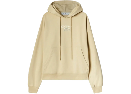 OFF-WHITE OFF-WHITE Script Logo Opp Over Skate Hoodie Beige