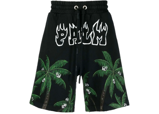 Palm Angels Palm Angels Palms & Skull Vintage Sweatshorts Black/Green