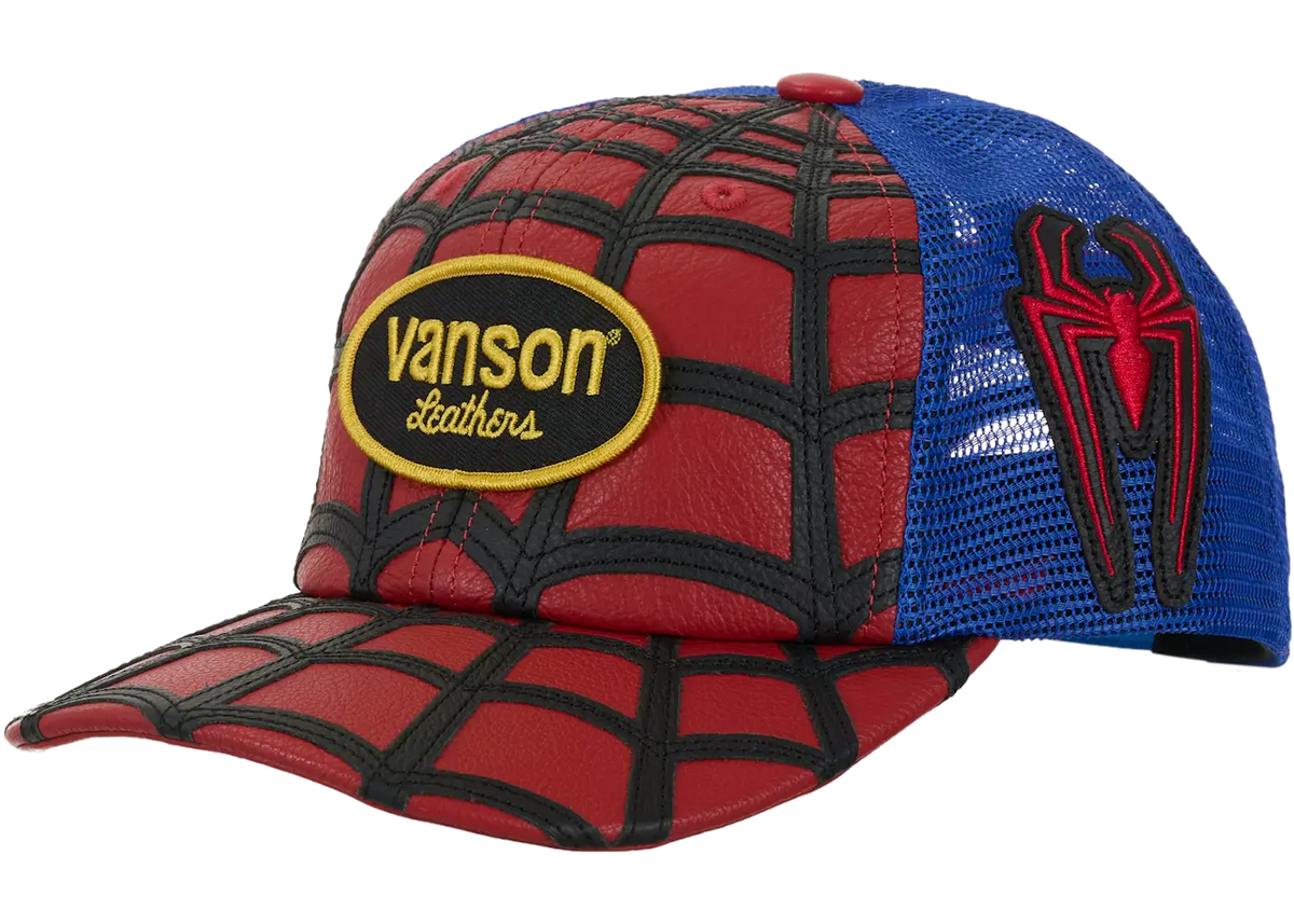 Supreme Supreme Vanson Leathers Spider-Man Mesh Back 6-Panel Hat Red