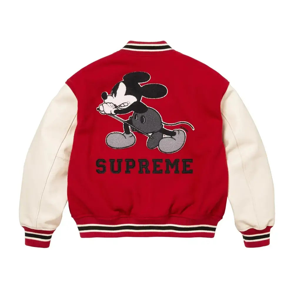 Supreme Supreme Number (N)ine Mickey Varsity Jacket Red