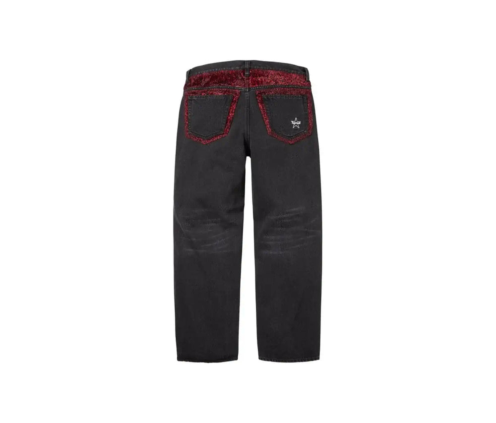 Supreme Supreme Leopard Faux Fur Loose Fit Jean Washed Black