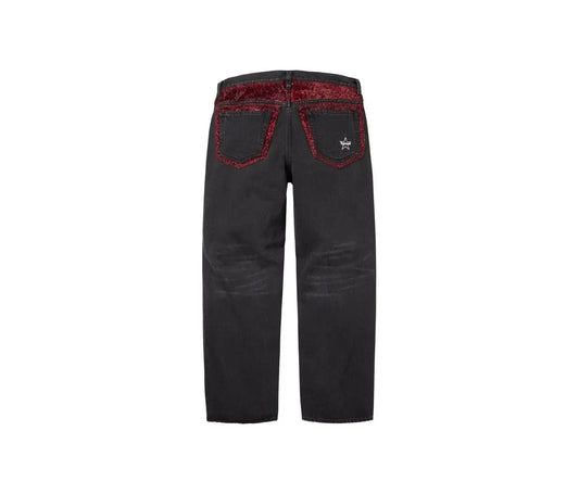 Supreme Supreme Leopard Faux Fur Loose Fit Jean Washed Black
