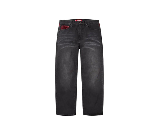 Supreme Supreme Leopard Faux Fur Loose Fit Jean Washed Black