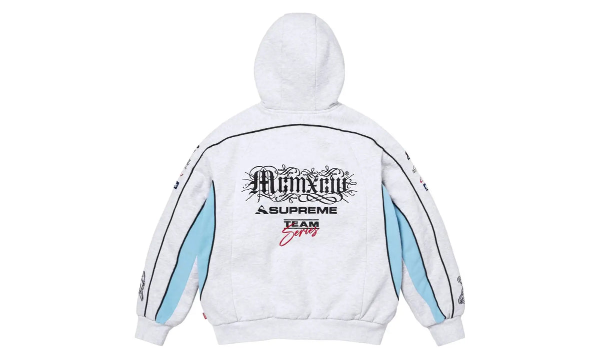 Supreme Supreme Racing Lined Zip Up Hooded Sweatshirt Heather Grey