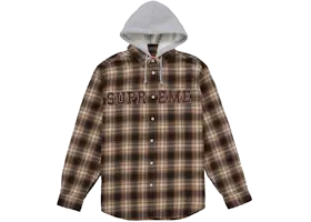 Supreme Supreme Applique Hooded Flannel Shirt Brown
