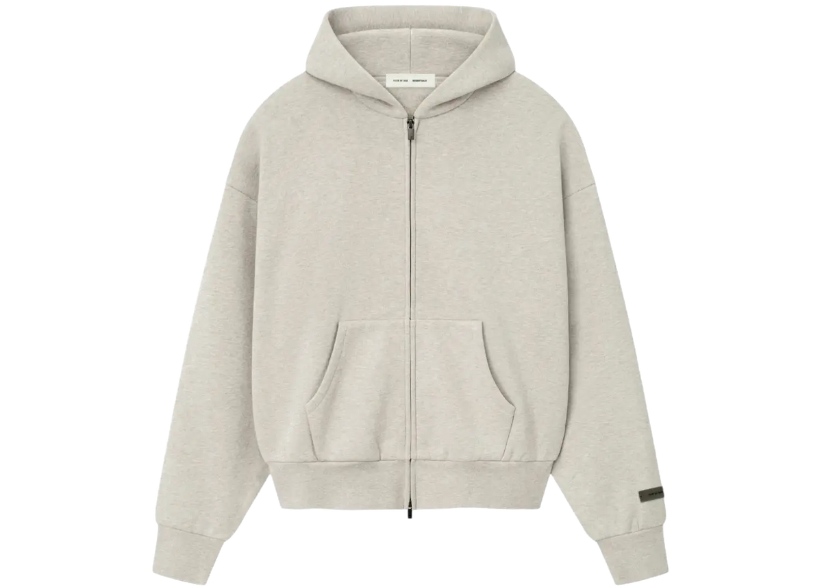 Fear of God Fear of God Essentials Classic Fleece Zip-Up Hoodie Heather Stone