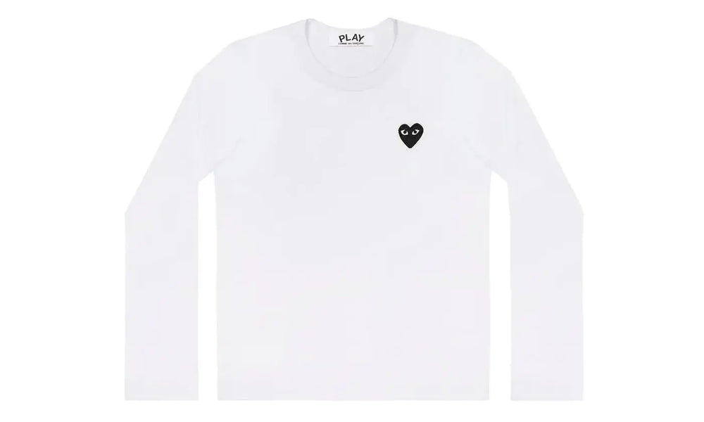 Comme des Garcons Play Embroidered Black Heart Long Sleeve T-shirt White