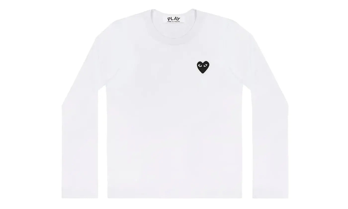 Comme des Garcons Play Embroidered Black Heart Long Sleeve T-shirt White