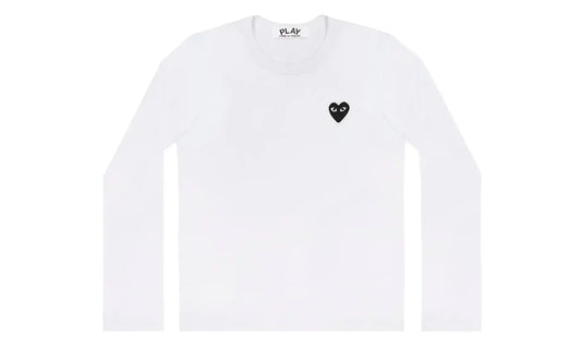 Comme des Garcons Play Embroidered Black Heart Long Sleeve T-shirt White