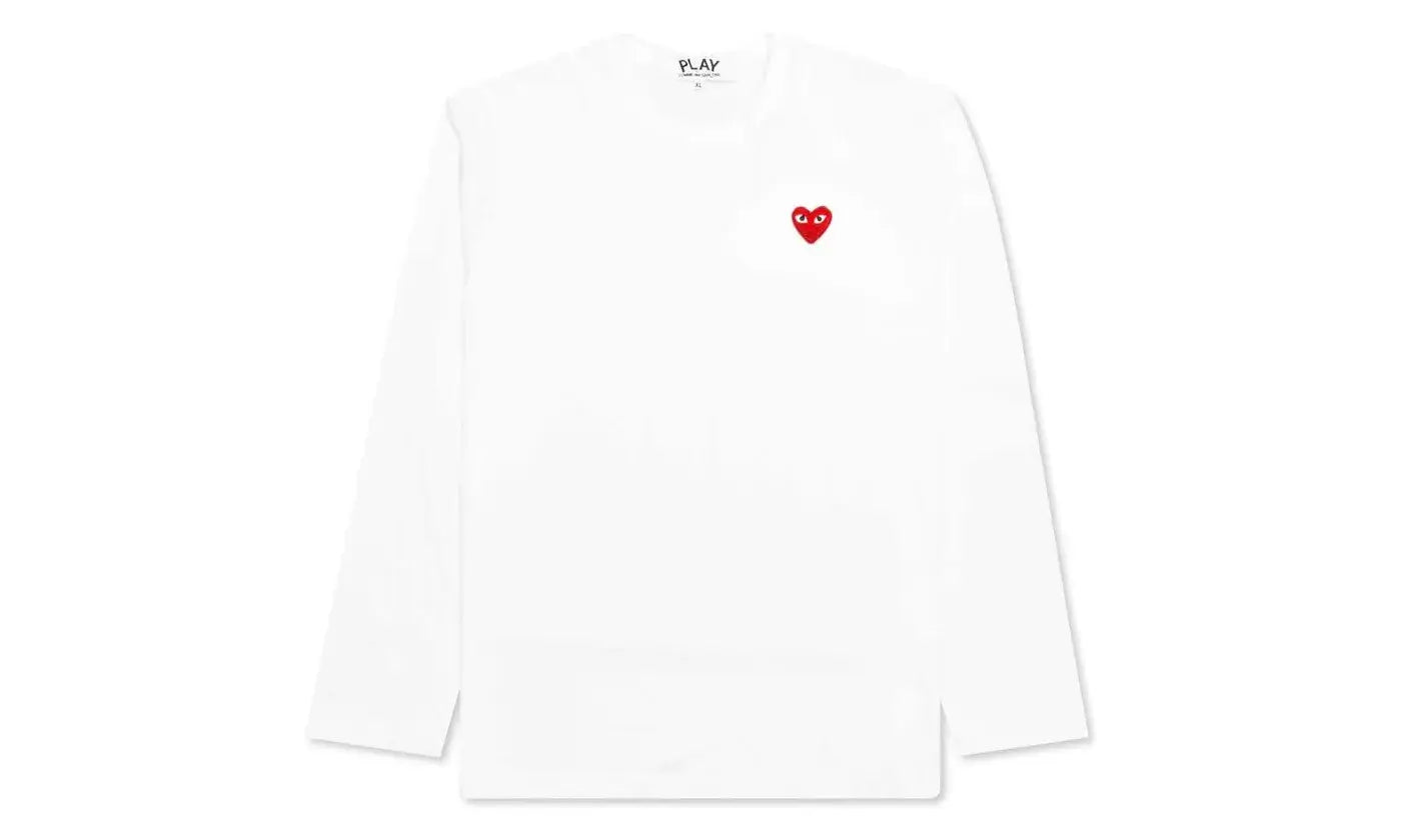 Comme des Garcons Play Red Emblem L/S T-shirt White