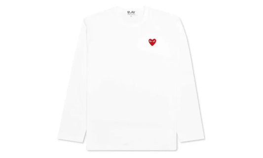 Comme des Garcons Play Red Emblem L/S T-shirt White