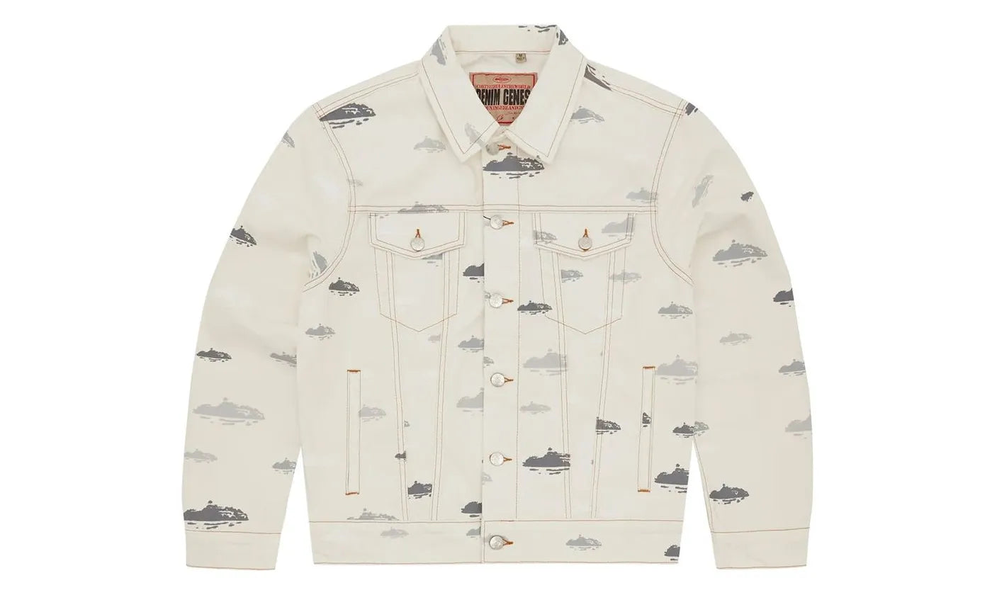 Corteiz Alcatraz Pattern Denim Jacket White - CORT-CAPDJW-WHITE