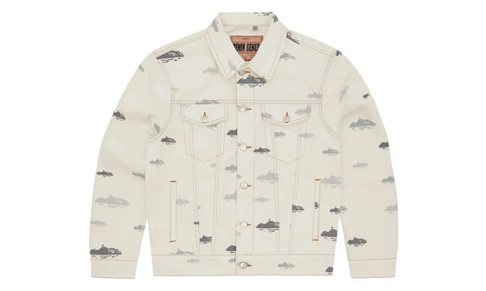 Corteiz Alcatraz Pattern Denim Jacket White - CORT-CAPDJW-WHITE