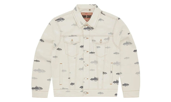 Corteiz Alcatraz Pattern Denim Jacket White - CORT-CAPDJW-WHITE