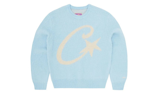 Corteiz C Star Mohair Knit Sweater Baby Blue - CORT-CCSMKS-BABYBLUE