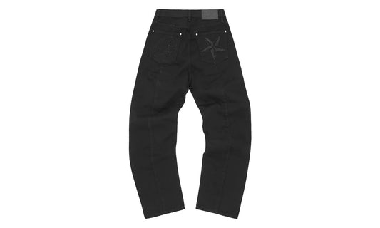 Corteiz C-Star Stitch-Down Jeans Triple Black - CORT-CCSJTB-TRIPLEBLACK