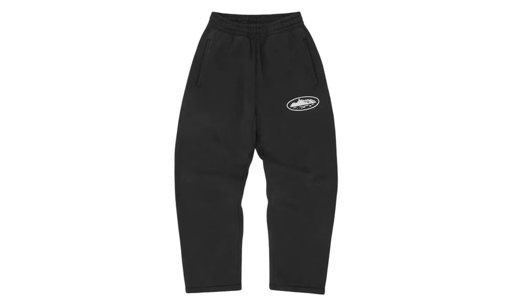 Corteiz Island Puff Print Open Hem Sweatpant Black