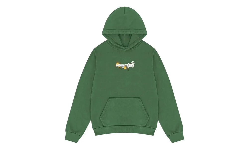 Denim Tears Floral Embroidered Logo Hoodie Green