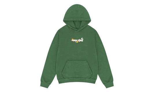 Denim Tears Floral Embroidered Logo Hoodie Green