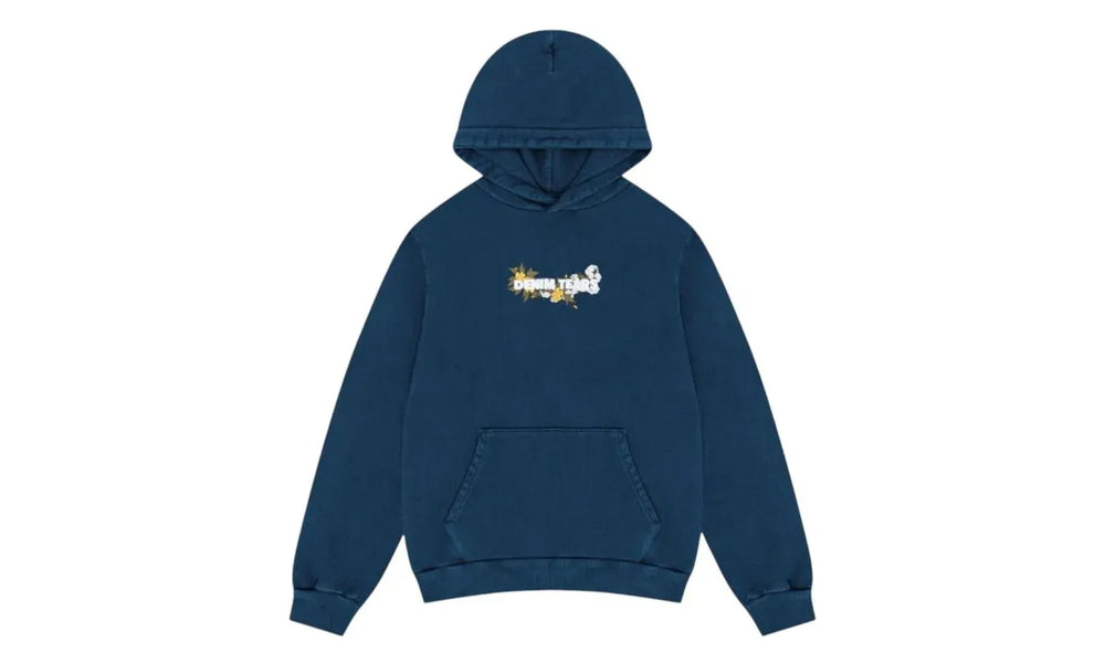 Denim Tears Floral Embroidered Logo Hoodie Navy