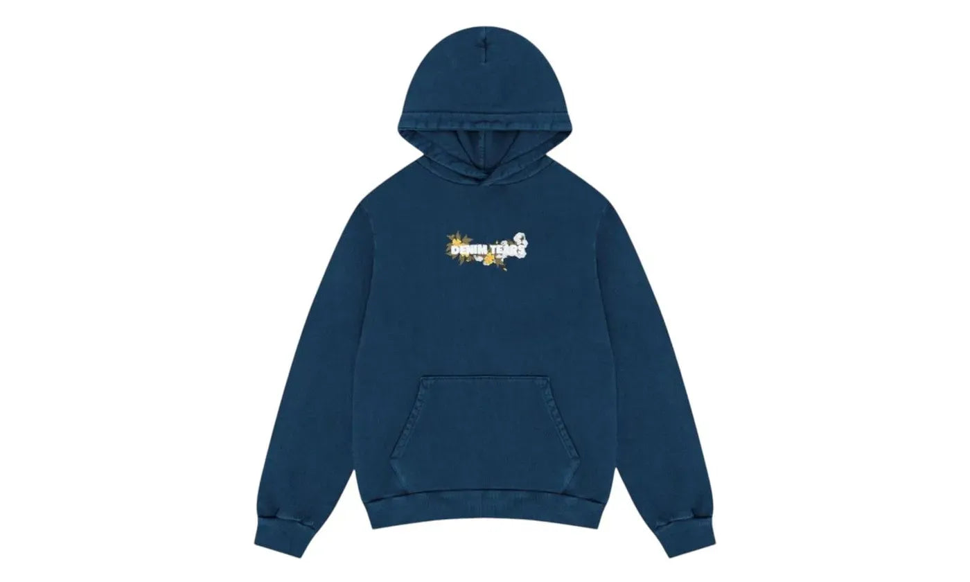 Denim Tears Floral Embroidered Logo Hoodie Navy
