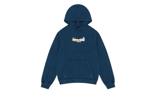 Denim Tears Floral Embroidered Logo Hoodie Navy