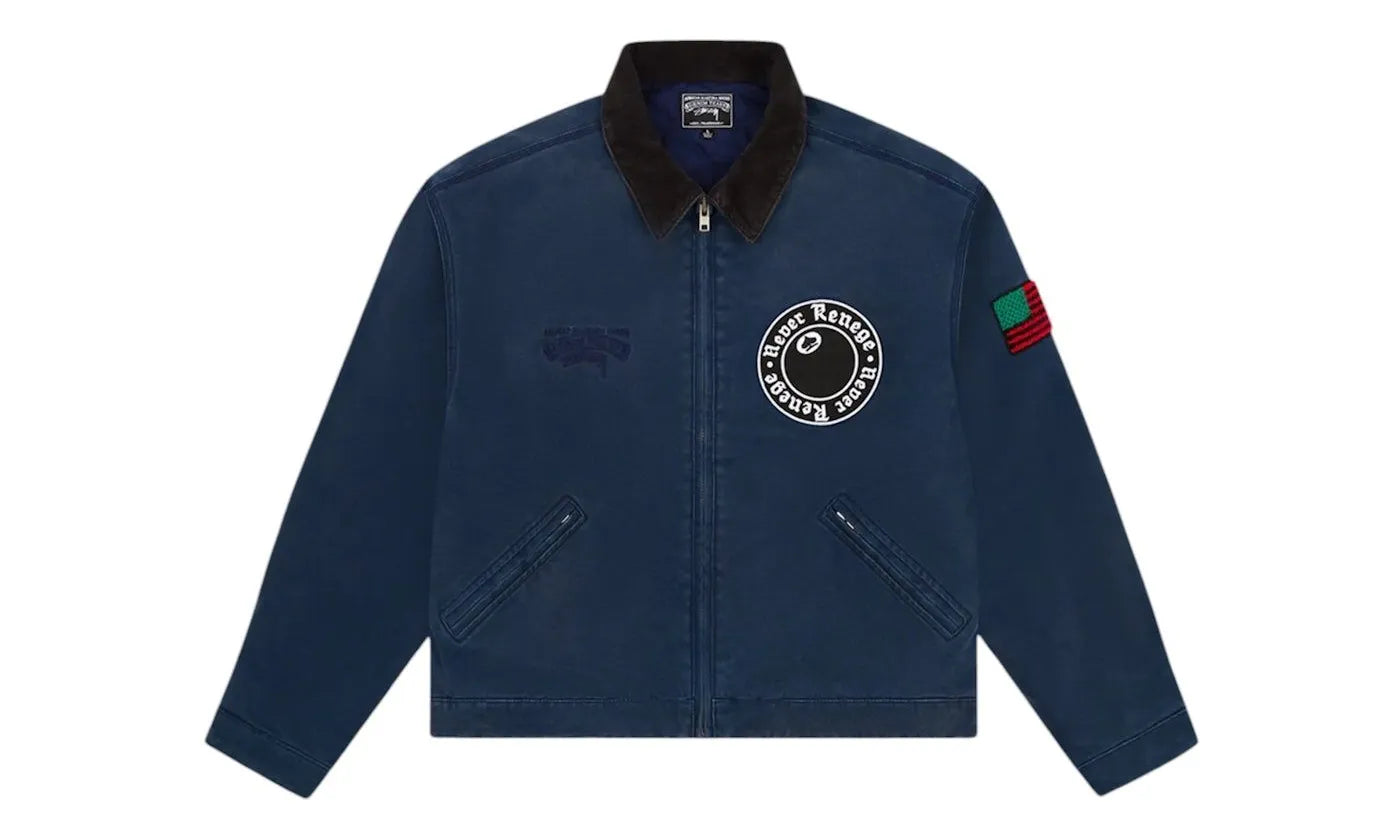 Denim Tears x Stussy Never Renege Canvas Work Jacket Navy/Black - DT-DTXSNR-BBLACK