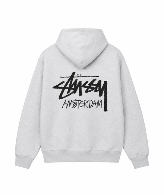 Stussy Stock Amsterdam Hood Sweatshirt Ash Heather Grey