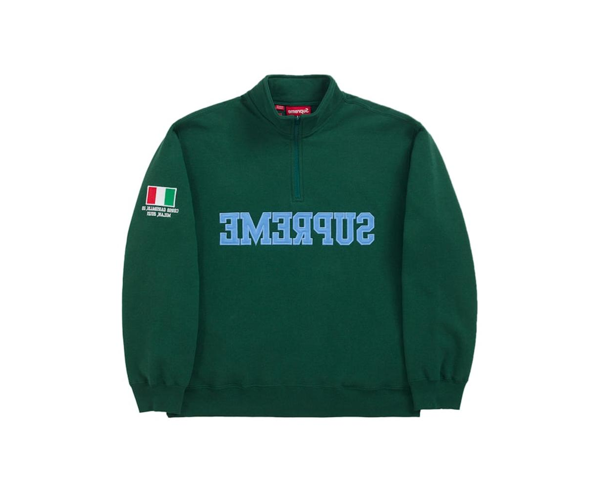 Supreme Milan Shop Flag Half Zip Pullover Green
