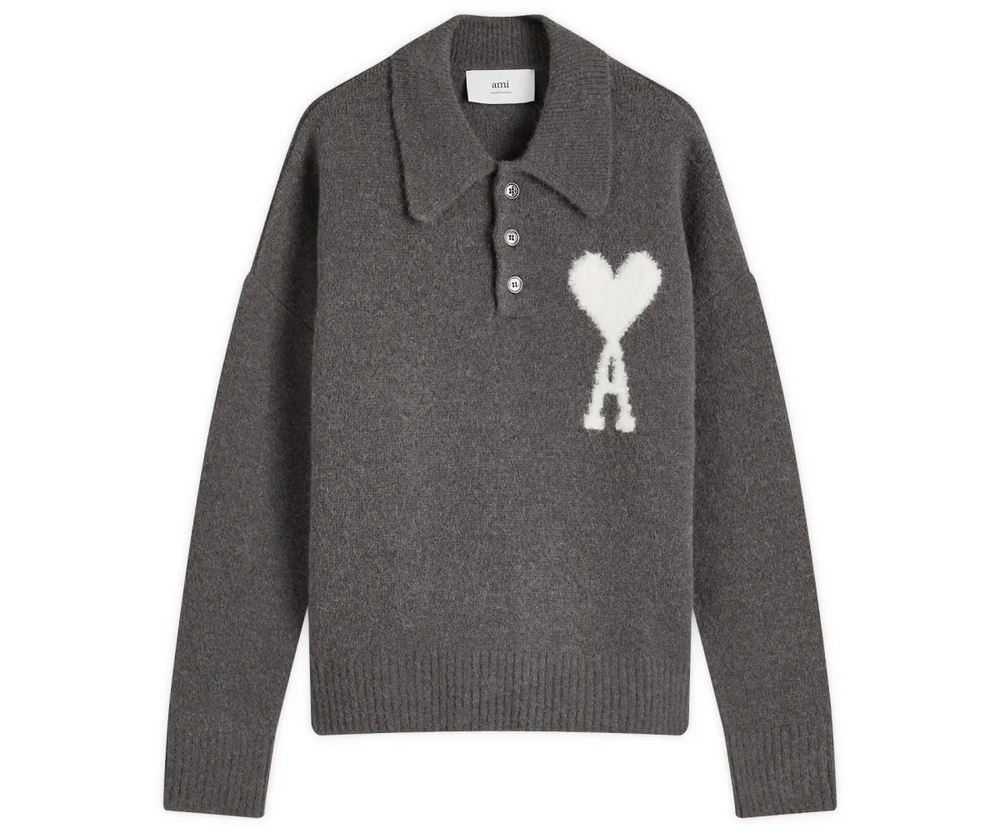 AMI Paris Large Heart Knitted Polo